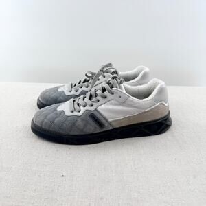 Chanel Quilted Suede and Fabric Low Top Comfort Sneakers Gray White Womens EU 41